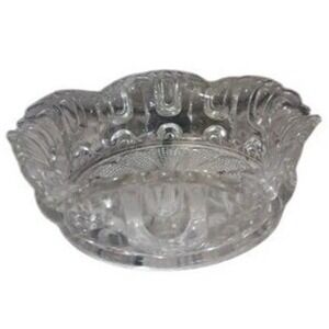 VTG Clear Pressed Glass Candy Dish Ruffled Edge Bowl 6.5"x 2.25 VTG Crystal Look